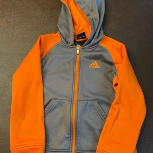 Adidas gray orange zip jacket boys